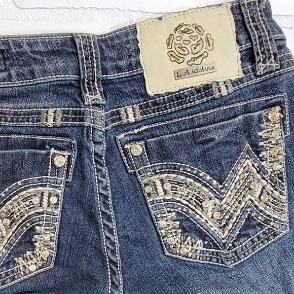 L.A. idol Denim - LA Idol Rhinestone Skinny Medium Wash Jeans